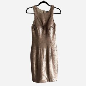 BARIANO AUSTRALIA Gold Sequin Sleeveless Tank Mini Stretch Dress XS